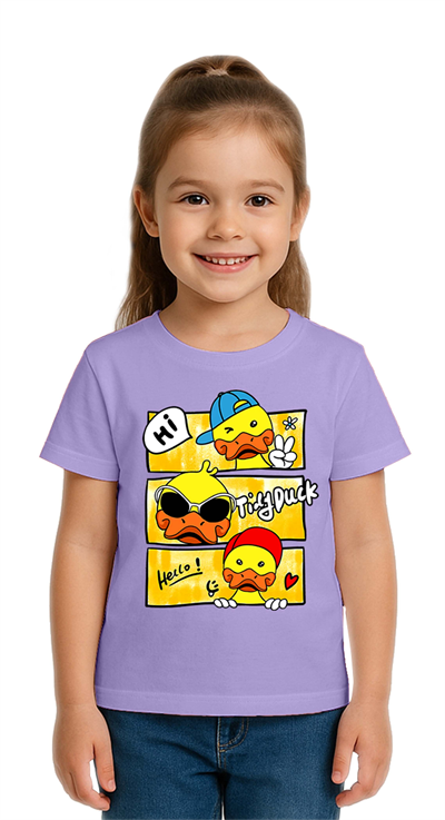 Unisex Ördek Duck Baskılı Çocuk Tişört pamuklu penye kumaş