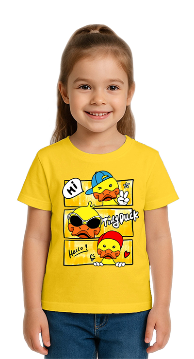 Unisex Ördek Duck Baskılı Çocuk Tişört pamuklu penye kumaş