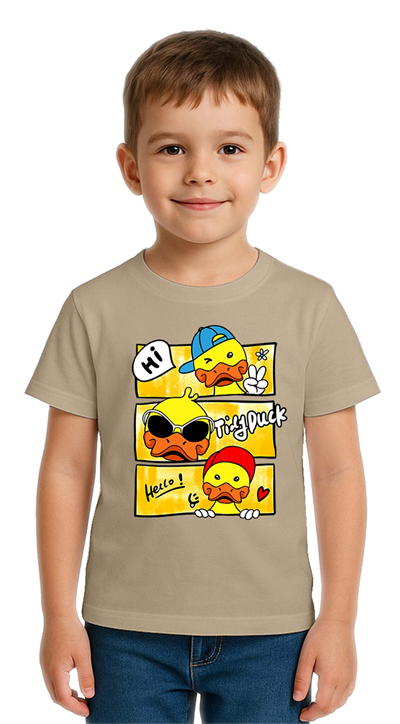 Unisex Ördek Duck Baskılı Çocuk Tişört pamuklu penye kumaş