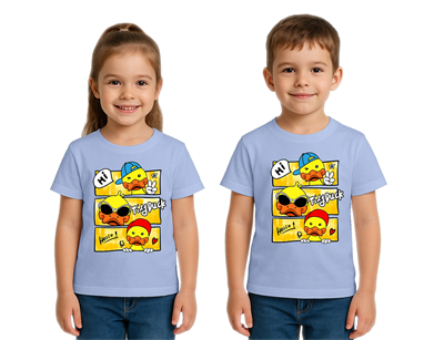 Unisex Ördek Duck Baskılı Çocuk Tişört pamuklu penye kumaş
