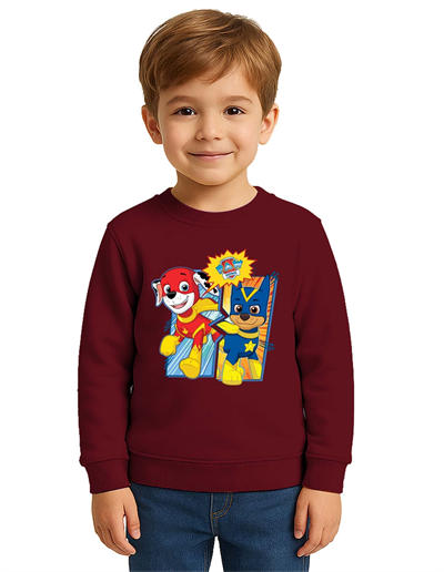 Unisex Pawpetrol Baskılı Çocuk Swaetshirt 3 İplik Şardonlu