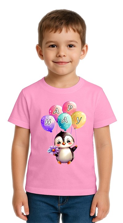 Unisex Penguen Penguin Baskılı Çocuk Tişört pamuklu penye kumaş
