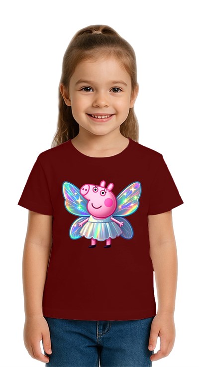 Unisex Peppa Pig baskılı Çocuk Tişört pamuklu penye kumaş