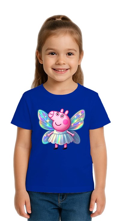 Unisex Peppa Pig baskılı Çocuk Tişört pamuklu penye kumaş