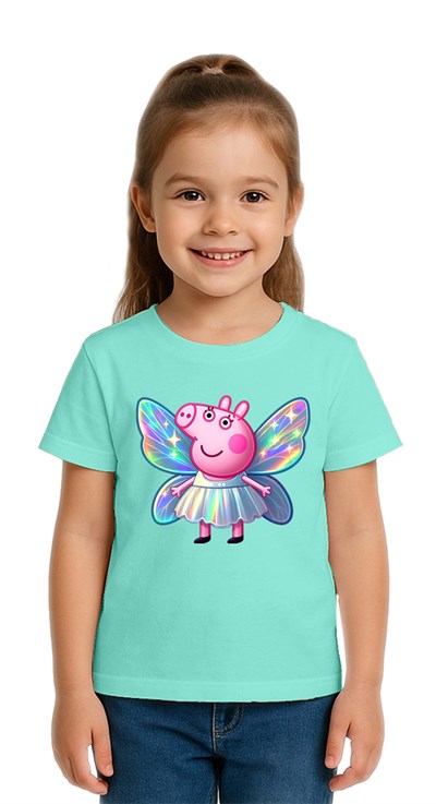 Unisex Peppa Pig baskılı Çocuk Tişört pamuklu penye kumaş