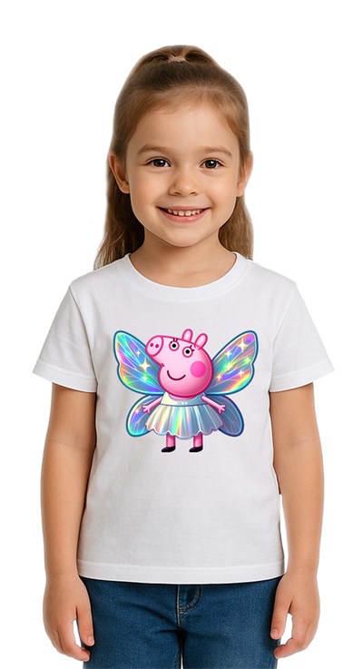Unisex Peppa Pig baskılı Çocuk Tişört pamuklu penye kumaş