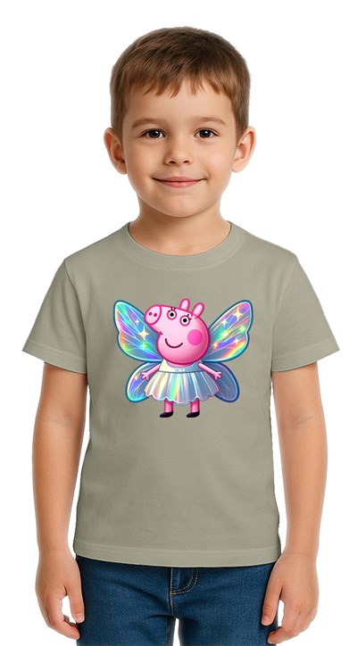 Unisex Peppa Pig baskılı Çocuk Tişört pamuklu penye kumaş