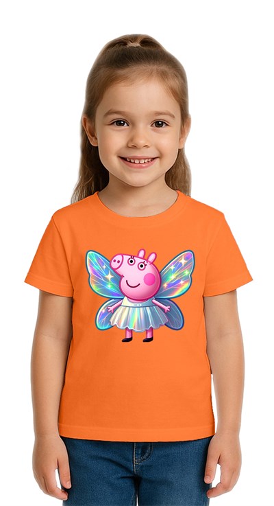 Unisex Peppa Pig baskılı Çocuk Tişört pamuklu penye kumaş