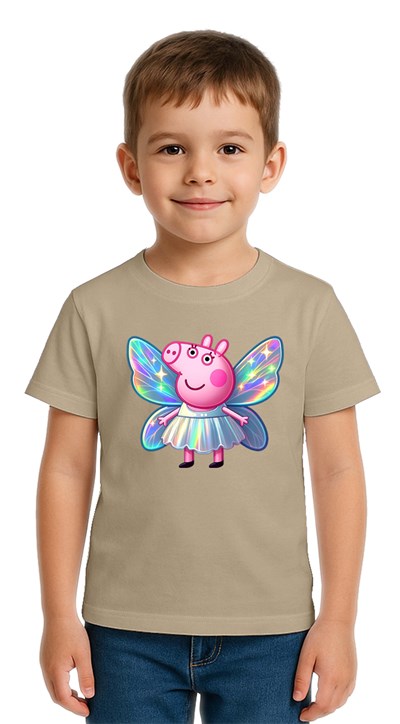 Unisex Peppa Pig baskılı Çocuk Tişört pamuklu penye kumaş