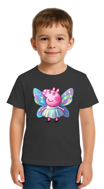 Unisex Peppa Pig baskılı Çocuk Tişört pamuklu penye kumaş