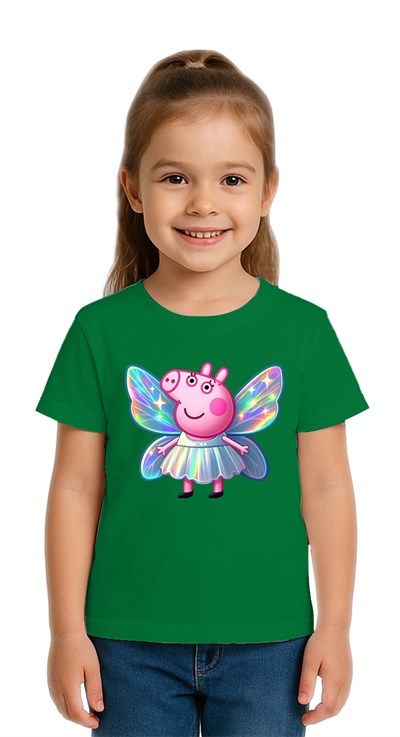 Unisex Peppa Pig baskılı Çocuk Tişört pamuklu penye kumaş