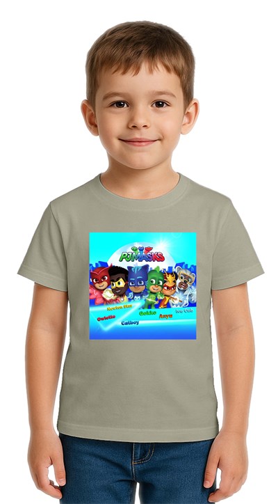 Unisex Pijamaskeliler Baskılı Çocuk Tişört pamuklu penye kumaş
