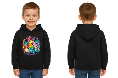 Unisex Pokemon Baskılı Çocuk Swaetshirt 3 İplik Şardonlu