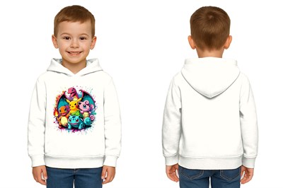 Unisex Pokemon Baskılı Çocuk Swaetshirt 3 İplik Şardonlu
