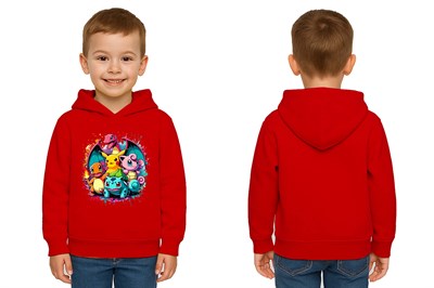 Unisex Pokemon Baskılı Çocuk Swaetshirt 3 İplik Şardonlu