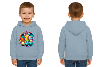 Unisex Pokemon Baskılı Çocuk Swaetshirt 3 İplik Şardonlu