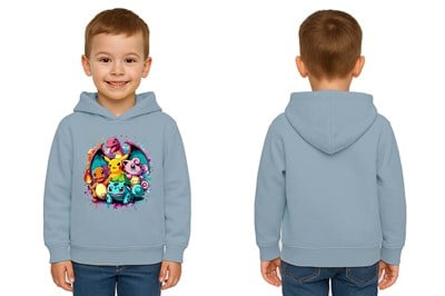 Unisex Pokemon Baskılı Çocuk Swaetshirt 3 İplik Şardonlu