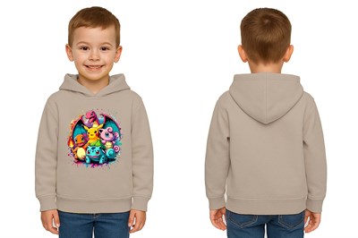 Unisex Pokemon Baskılı Çocuk Swaetshirt 3 İplik Şardonlu