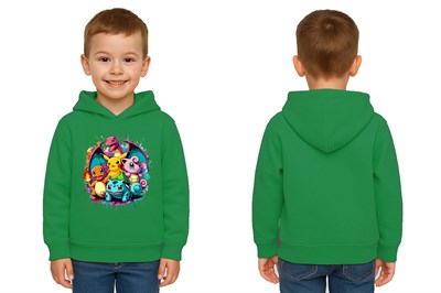 Unisex Pokemon Baskılı Çocuk Swaetshirt 3 İplik Şardonlu