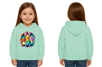 Unisex Pokemon Baskılı Çocuk Swaetshirt 3 İplik Şardonlu