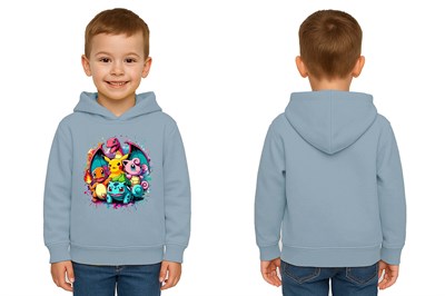 Unisex Pokemon Baskılı Çocuk Swaetshirt 3 İplik Şardonlu