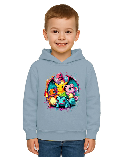 Unisex Pokemon Baskılı Çocuk Swaetshirt 3 İplik Şardonlu