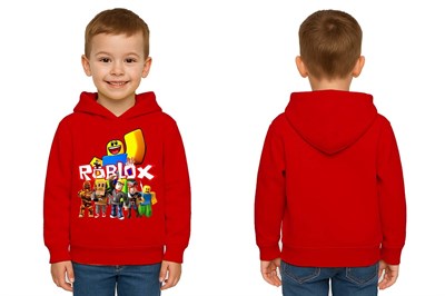 Unisex roblox Baskılı Çocuk Swaetshirt  Baskılı Kapüşonlu 3 İplik Şardonlu