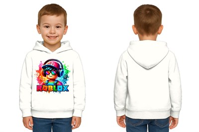 Unisex roblox Baskılı Çocuk Swaetshirt  Baskılı Kapüşonlu 3 İplik Şardonlu