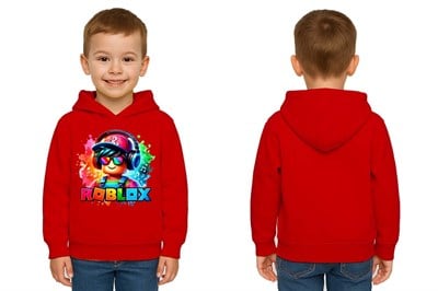 Unisex roblox Baskılı Çocuk Swaetshirt  Baskılı Kapüşonlu 3 İplik Şardonlu
