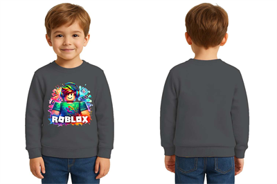 Unisex roblox Baskılı Çocuk Swaetshirt 3 İplik Şardonlu