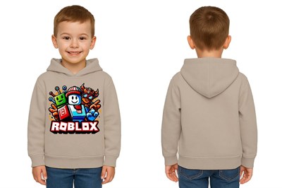 Unisex roblox Baskılı Çocuk Swaetshirt  Baskılı Kapüşonlu 3 İplik Şardonlu
