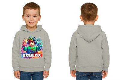 Unisex roblox Baskılı Çocuk Swaetshirt  Baskılı Kapüşonlu 3 İplik Şardonlu