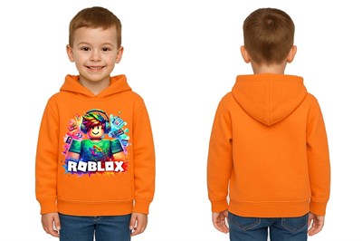 Unisex roblox Baskılı Çocuk Swaetshirt  Baskılı Kapüşonlu 3 İplik Şardonlu