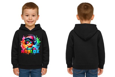 Unisex roblox Baskılı Çocuk Swaetshirt  Baskılı Kapüşonlu 3 İplik Şardonlu
