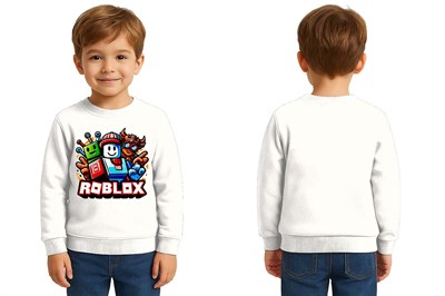 Unisex roblox Baskılı Çocuk Swaetshirt 3 İplik Şardonlu