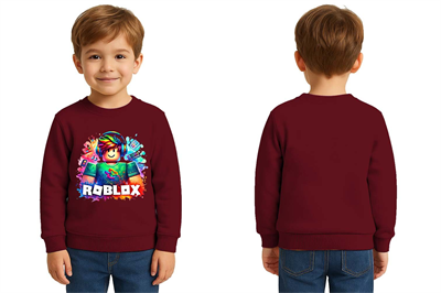 Unisex roblox Baskılı Çocuk Swaetshirt 3 İplik Şardonlu