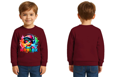 Unisex roblox Baskılı Çocuk Swaetshirt 3 İplik Şardonlu