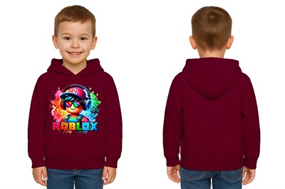 Unisex roblox Baskılı Çocuk Swaetshirt  Baskılı Kapüşonlu 3 İplik Şardonlu
