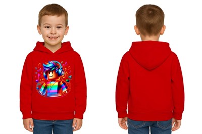 Unisex roblox Baskılı Çocuk Swaetshirt  Baskılı Kapüşonlu 3 İplik Şardonlu
