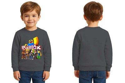 Unisex roblox Baskılı Çocuk Swaetshirt 3 İplik Şardonlu
