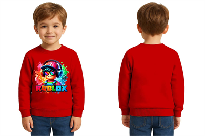 Unisex roblox Baskılı Çocuk Swaetshirt 3 İplik Şardonlu