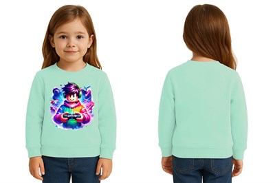 Unisex roblox Baskılı Çocuk Swaetshirt 3 İplik Şardonlu