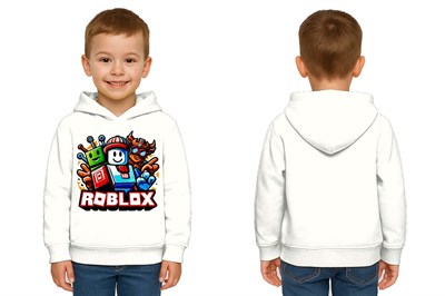 Unisex roblox Baskılı Çocuk Swaetshirt  Baskılı Kapüşonlu 3 İplik Şardonlu