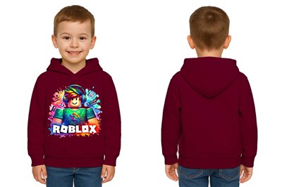 Unisex roblox Baskılı Çocuk Swaetshirt  Baskılı Kapüşonlu 3 İplik Şardonlu