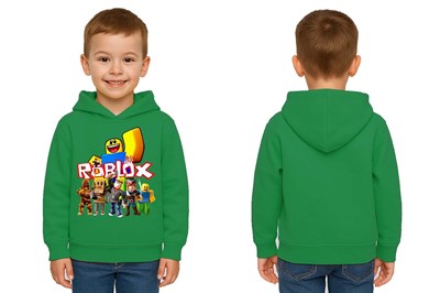Unisex roblox Baskılı Çocuk Swaetshirt  Baskılı Kapüşonlu 3 İplik Şardonlu