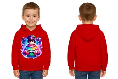 Unisex roblox Baskılı Çocuk Swaetshirt  Baskılı Kapüşonlu 3 İplik Şardonlu