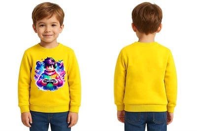 Unisex roblox Baskılı Çocuk Swaetshirt 3 İplik Şardonlu