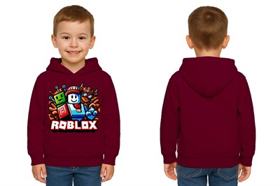 Unisex roblox Baskılı Çocuk Swaetshirt  Baskılı Kapüşonlu 3 İplik Şardonlu
