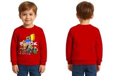 Unisex roblox Baskılı Çocuk Swaetshirt 3 İplik Şardonlu