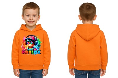 Unisex roblox Baskılı Çocuk Swaetshirt  Baskılı Kapüşonlu 3 İplik Şardonlu